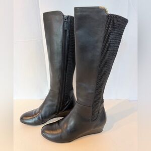 Cole Haan women’s size 8.5 black knee high stretch wedge heel boots